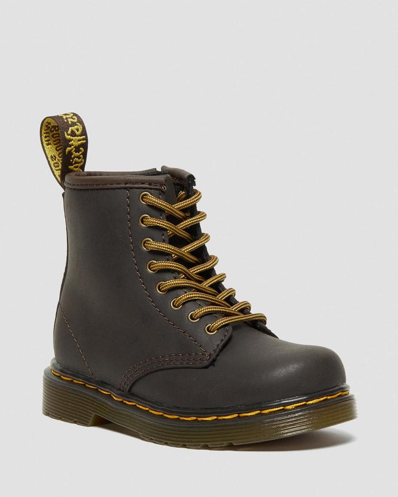 Botas con Cordones Dr Martens Toddler 1460 Wildhorse Cuero Niños Azules Marrom | MX 119BEX